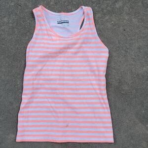 Basic Editions striped tank pink & white girl's medium